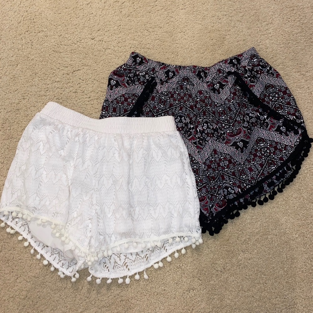 White Altar’d State shorts + black flowy shorts